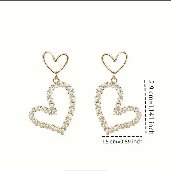 Gold heart diamond earrings - Picture 3 of 3